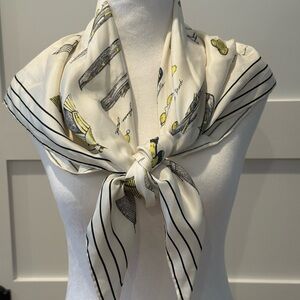 Worth Cream and Navy Striped with Yellow Accents Scarf